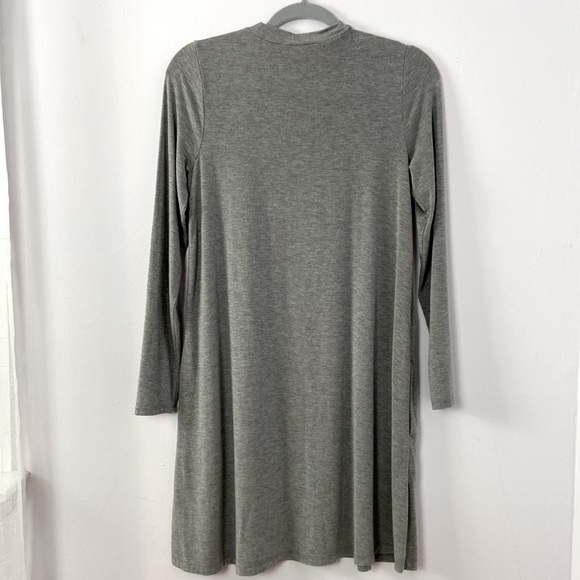 J.Crew Heather Gray Jersey Mock Neck Swing Dress with Side Pockets Size S - Picture 3 of 8